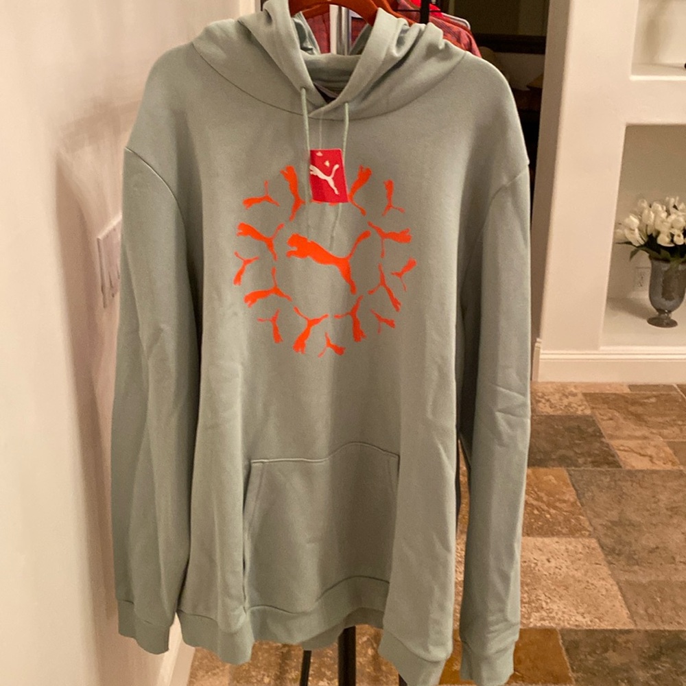 Puma hooded sweatshirt - green fog color - size 3XLT.
